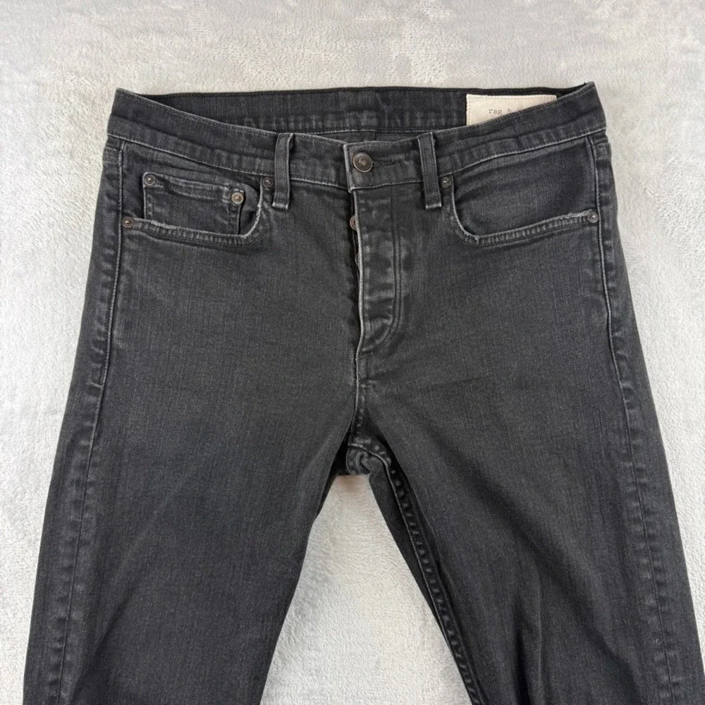 Rag & Bone Jeans Mens 32 Black Fit 1 Extra Slim Distressed Denim
